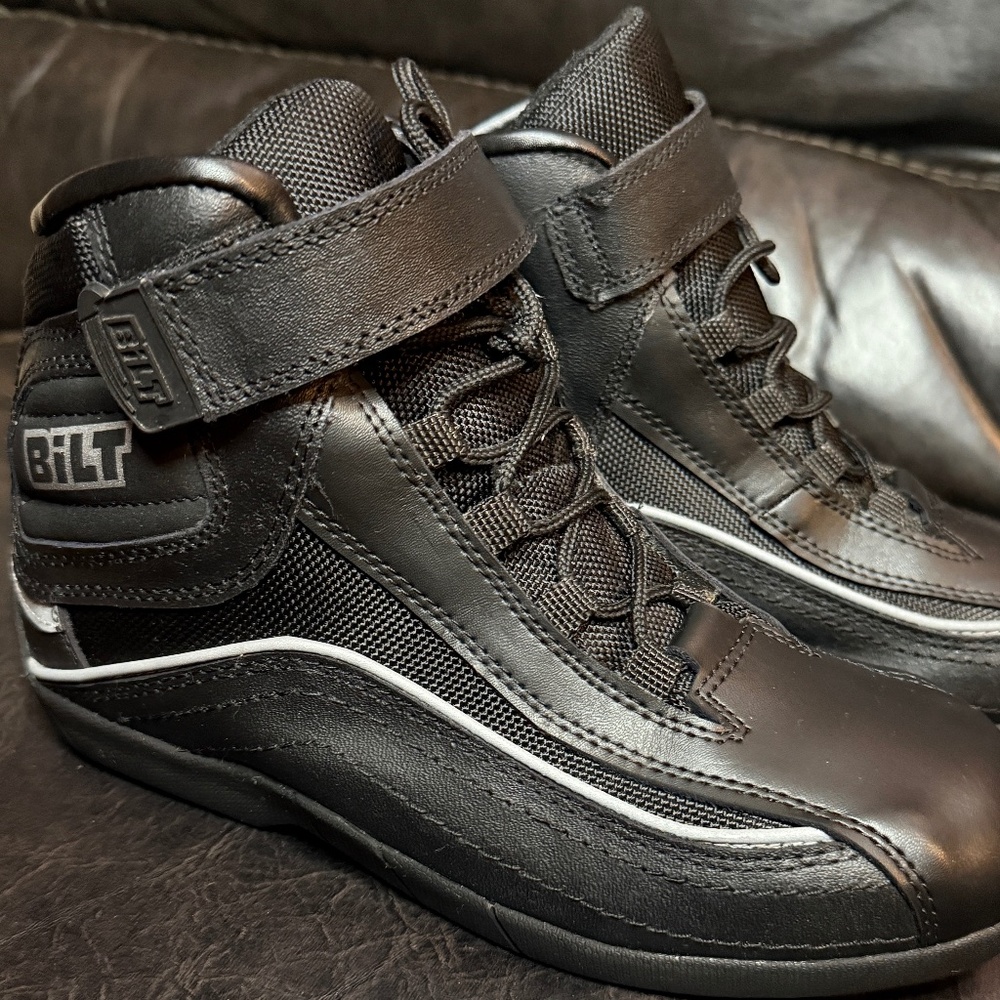 BILT Black Pit Motorcycle Protective Boots Women's Sz 7.5 or Men's Sz 6